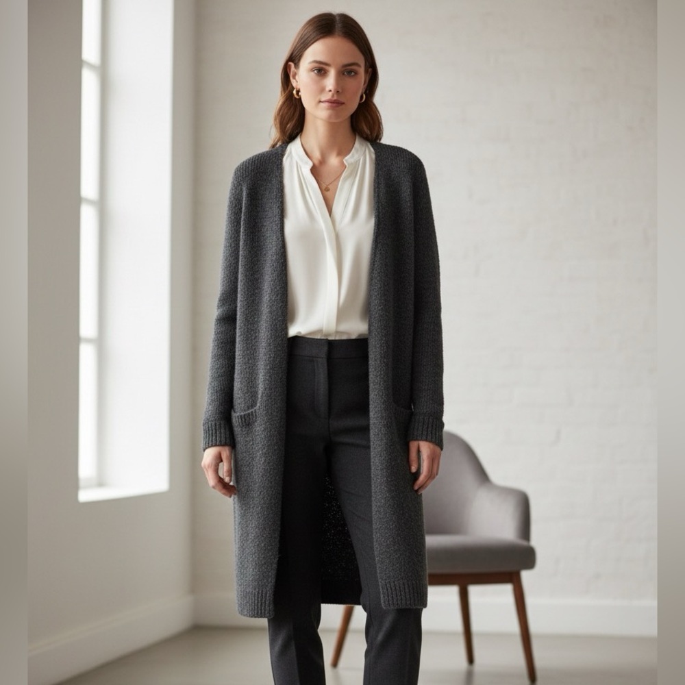 VTG Ralph Lauren Black Label size L gray cashmere wool blend cardigan sweater